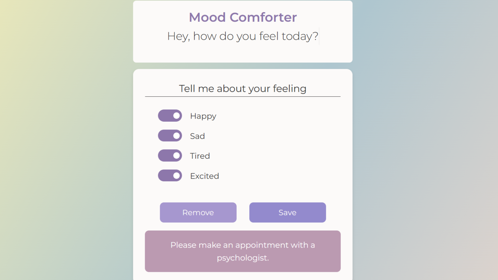 an application to comfort your mood