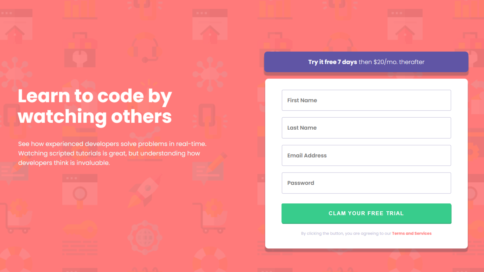a demo sign-up form
